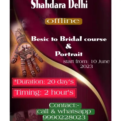 Here are the complete details for my comprehensive "Basic to Bridal & Portrait" mehandi course. It is a 20-day offline program designed to take you from a beginner to a confident, professional henna artist.