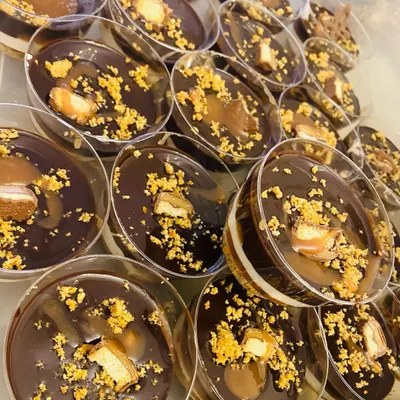 My bestselling Twixter dessert, served in individual cups. They are so good and perfect for parties or a quick chocolate and caramel fix.
