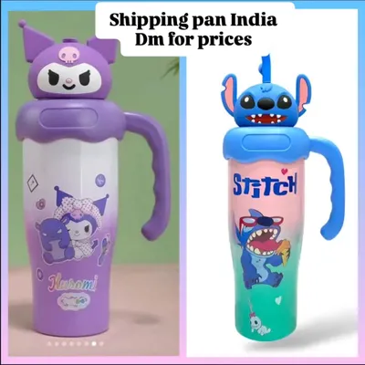 Check out these awesome character tumblers featuring Kuromi and Stitch. They come with a large handle that's easy for little hands to hold and a character-topped straw that makes drinking fun.