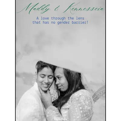 A love through the lens that has no gender barrier. This portrait of Maddy and Kennesseia, under a delicate veil, was a tribute to emotion that can’t be edited and moments that move you.