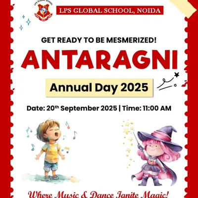 The official invitation to our Annual Day, ANTARAGNI 2025. This event is a mesmerizing showcase of music, dance, and magic, where our young stars light up the stage.