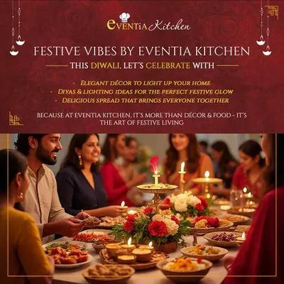 For Diwali, I focus on creating an atmosphere of festive living. This celebration featured elegant decor, diyas for a warm glow, and a delicious spread that brought the whole family together around the dining table.