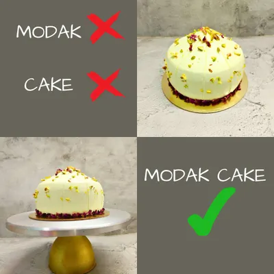 This image explains my unique offering: it's not a traditional modak, but a delicious, eggless, and fondant-free Modak Cake. It captures the essence of the festival in a completely new and exciting format.