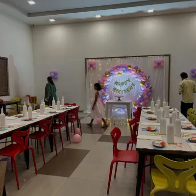 The calm before the creative storm. Here is our setup for a kids' bottle decoupage birthday party, ready for the young artists to arrive.