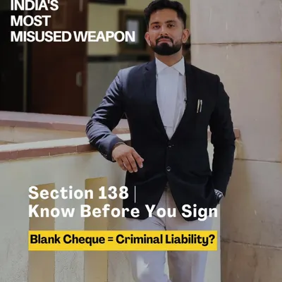 A single bounced cheque can escalate into a criminal case under Section 138 of the Negotiable Instruments Act, turning a business transaction into a legal battle. I represent clients on both sides of this issue, leveraging key Supreme Court precedents to build a strong case, whether that involves challenging the presumption of debt or holding parties accountable. This image, styled like a magazine cover, highlights the serious nature of cheque bounce disputes and my focus on this critical area of commercial litigation.