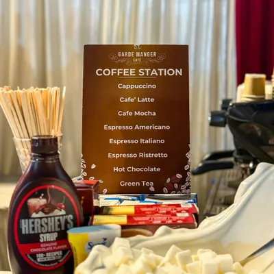 Our full-service coffee station, offering everything from cappuccinos and lattes to hot chocolate and green tea. It's a perfect addition to any corporate event or high-tea.