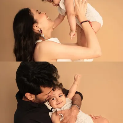 The purest love, captured in two beautiful moments. A mother lifting her daughter up to the sky, and a father holding his baby girl close. These are the memories that last a lifetime.