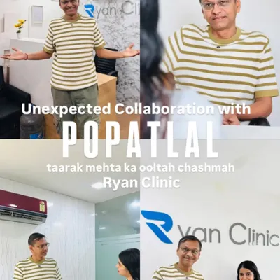 An unexpected collaboration with Popatlal from 'Taarak Mehta Ka Ooltah Chashmah'. He visited us for a consultation, proving that when it comes to hair, Ryan Clinic is the name everyone trusts.