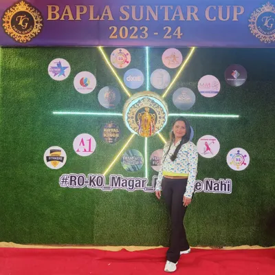 Here I am at the Bapla Suntar Cricket Cup, where I was the anchor and emcee. I love the electric energy of sporting events and enjoy getting the crowd excited and engaged.