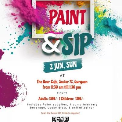 An example of a Paint & Sip event poster for a workshop at The Beer Cafe. Our events include all supplies, a complimentary beverage, and a chance to win prizes.