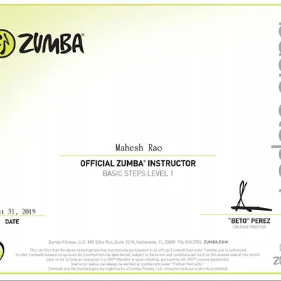 I am proud to be an officially licensed Zumba Instructor. This certification is your assurance that my classes are based on the proven Zumba formula, ensuring a safe, effective, and incredibly fun fitness experience.
