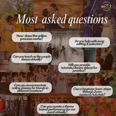 Got questions about how we can plan your entire sangeet online? I've got answers. This section breaks down my entire virtual choreography process, step by step.