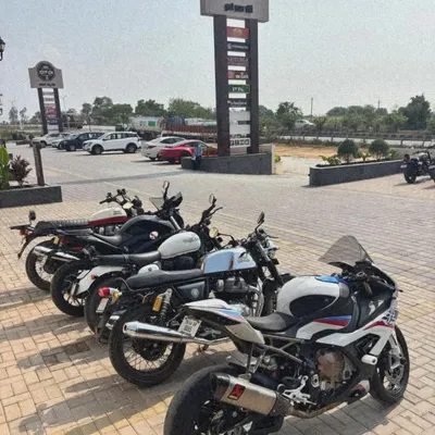 A lineup of superbikes enjoying a break at Big Bay. We are NH44's most preferred highway pitstop for riders who appreciate good vibes and great views.