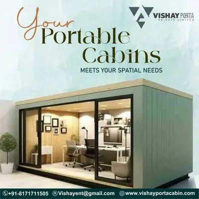 This modern portable office cabin is designed to meet your spatial needs with style. The large sliding glass doors and clean design make it an ideal solution for a backyard office, a startup workspace, or a creative studio.