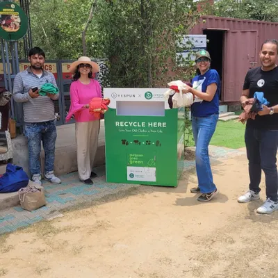We've partnered with Respun to give your clothes a second life. Drop them off at our permanent recycling bins to save water, reduce CO2, and help upskill rural women in Haryana.