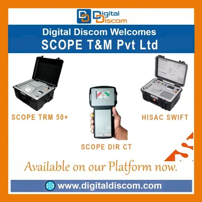 Access specialized field equipment through our marketplace. This image showcases a selection of substation testing equipment from our partner SCOPE T&M, including the TRM 50+ for transformer testing and the HISAC SWIFT circuit breaker operational analyzer.