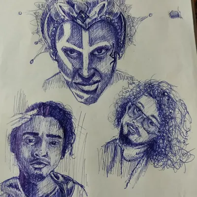 A collection of practice portraits done in ballpoint pen. Sketching faces helps me hone my skills in capturing expressions and likenesses, which is fundamental for both realistic and stylized character art.