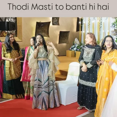 Thodi masti to banti hi hai. At Keyuri and Ahaan's engagement, I made sure to get the family involved in some lighthearted fun between the traditional Kutchhi and Sindhi rituals.