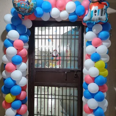 A fun Paw Patrol themed balloon arch for a doorway. This is a great way to welcome guests for a child's birthday party or any themed celebration. I can create arches with any character theme you like.