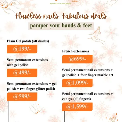 Getting your dream nails is more affordable than you think. This is a quick look at our special deals, from a simple gel polish to semi-permanent extensions with custom marble or cat eye art.