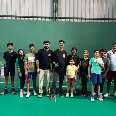 We were honored to host the renowned poet and speaker, Mr. Kumar Vishwas. This group photo captures a moment of inspiration, reflecting our commitment to the holistic development of our students, both on and off the court.