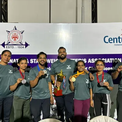 The Barbellhouse team celebrating our wins at the 2023 Karnataka State Weightlifting Championships. I am proud to coach these dedicated athletes.