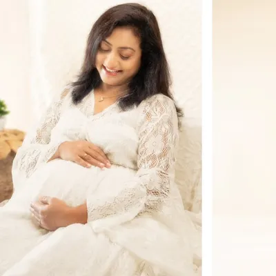 Whispers of motherhood and boho magic. This dreamy, light-filled portrait tells a story of new beginnings with its soft hues and natural textures.