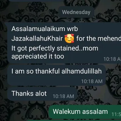 Alhamdulillah, I am so thankful for such kind words. It makes me so happy to know that the bride and her mom loved the perfect stain.