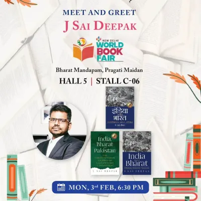 Announcing my meet and greet at the New Delhi World Book Fair. It's a great opportunity to interact with readers and discuss the ideas in my books, "India that is Bharat" and "India, Bharat and Pakistan".