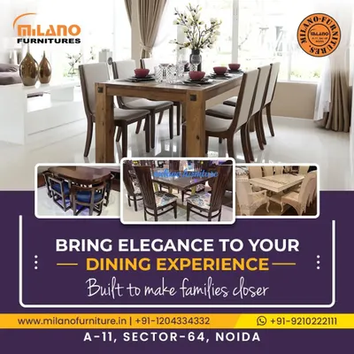 Bring elegance to your dining experience with our classic wooden dining sets. This image showcases several of our designs, from traditional carved tables to more contemporary styles, all built to make families closer.