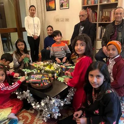 The spirit of music is universal. Here are our Sangeet4All students enjoying a Christmas celebration, where we incorporate carols and festive songs into our playful, educational music sessions.