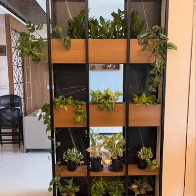 This living partition is one of my favorite projects. We used a mix of trailing and upright plants to create a beautiful, green screen that divides the space while still feeling open and airy. It's a functional and stunning way to bring the outdoors in.