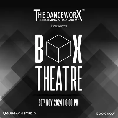 A poster for "Box Theatre," my platform for young talent to showcase their art in an intimate, experimental setting. It's a space for creative exploration in dance, theatre, and music.
