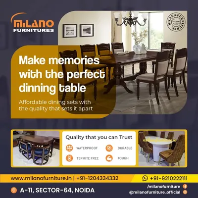 Make memories with the perfect dining table. This collage shows our durable and tough dining sets, which are waterproof and termite-free, ensuring quality you can trust.