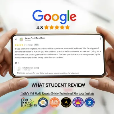 A 5-star Google review from a happy student, Karuna, who highlights the personal attention from faculty and the invaluable exposure our institute provides.