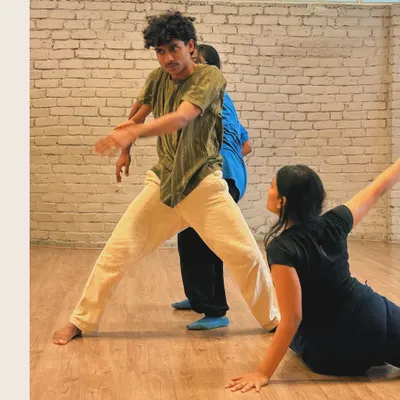 Raw, unfiltered, and unscripted. Here, students dive into an improvisation exercise, trusting their bodies, instincts, and breath to guide them.