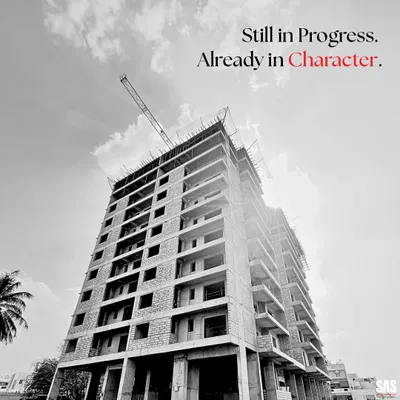 This image captures a residential tower in JP Nagar during its construction. Even as a bare structure, the building's character is already evident in its proportions, rhythm, and minimal aesthetic. It is a testament to the idea that strong design is present from the very first line.