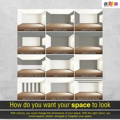 This guide illustrates how we use paint to visually alter the dimensions of a room. Whether you want to make a space feel wider, taller, or more intimate, we apply colour theory techniques to achieve your desired effect, offering expert space planning through paint.