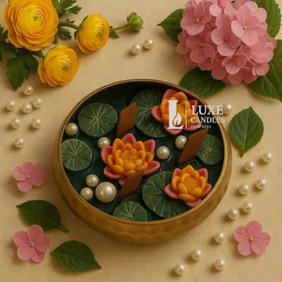 A handcrafted lotus flower candle bowl, a true centerpiece beauty for home decor or festive gifting.