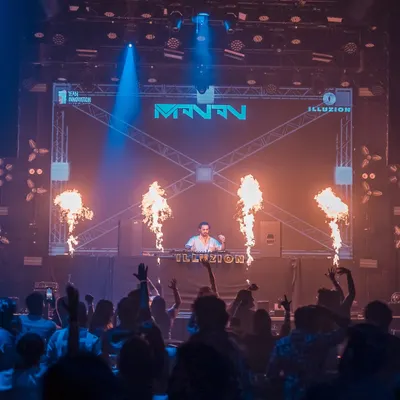 The stage at Illuzion Hyderabad erupts in flames. I'm not afraid to use a little fire to heat things up.