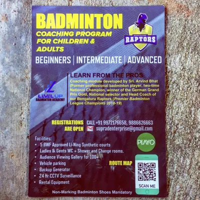 Learn from the pros with our coaching module developed by Sri. Arvind Bhat, former national champion. This flyer details our program for all levels, from beginner to advanced.