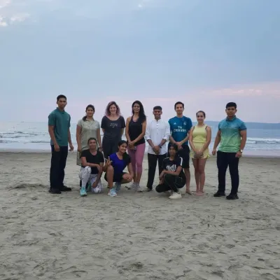 Our tribe after a sunset beach yoga flow. There's nothing like sharing the energy of a practice as the sun dips below the horizon. This is what community and wellness feel like.