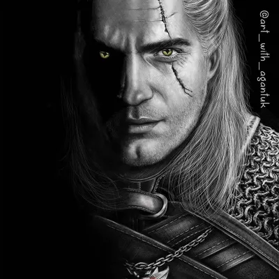 Here is my final artwork of Geralt of Rivia from The Witcher, played by Henry Cavill. I spent about 30 hours on this piece, focusing on the textures of his armor, the scar, and his intense, mutated eyes to create a realistic digital drawing.