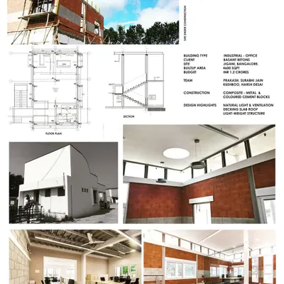 This project board documents the journey of an industrial office building, from the initial floor plan and construction photos to the finished interiors. It showcases our integrated approach to architecture and interior design.