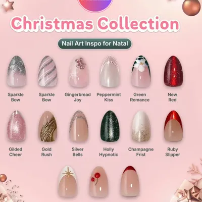 The official Christmas Collection. This graphic showcases all the festive designs I've curated for the season, from "Sparkle Bow" and "Gingerbread Joy" to "Holly Hypnotic" and "Ruby Slipper."