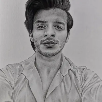 A modern portrait sketch of a young man, based on a selfie. I work to capture the mood and style of the original photo, creating a realistic drawing with a contemporary edge.