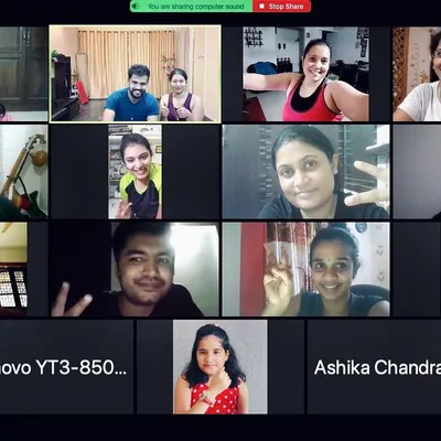 A snapshot of my online group HIIT and dance fitness class. I bring the energy and your favorite Bollywood and Kollywood tracks right to your living room, making workouts fun and convenient.
