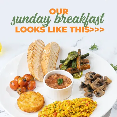 Our Sunday breakfast looks like this. A plate full of delicious, wholesome food to get your day started on the right note.