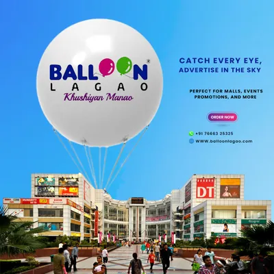 Our sky balloons are a powerful tool for outdoor advertising at high-traffic locations like shopping malls. We place your brand and message high in the sky for maximum visibility.