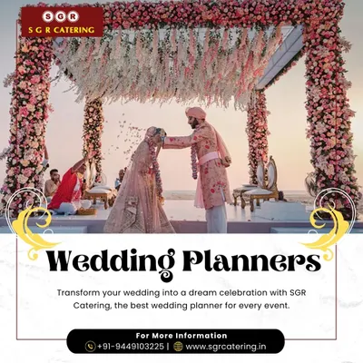 A breathtaking wedding mandap adorned with pink and white flowers, creating a magical atmosphere for the ceremony. We design and build custom stages and decor that serve as the perfect backdrop for your vows.